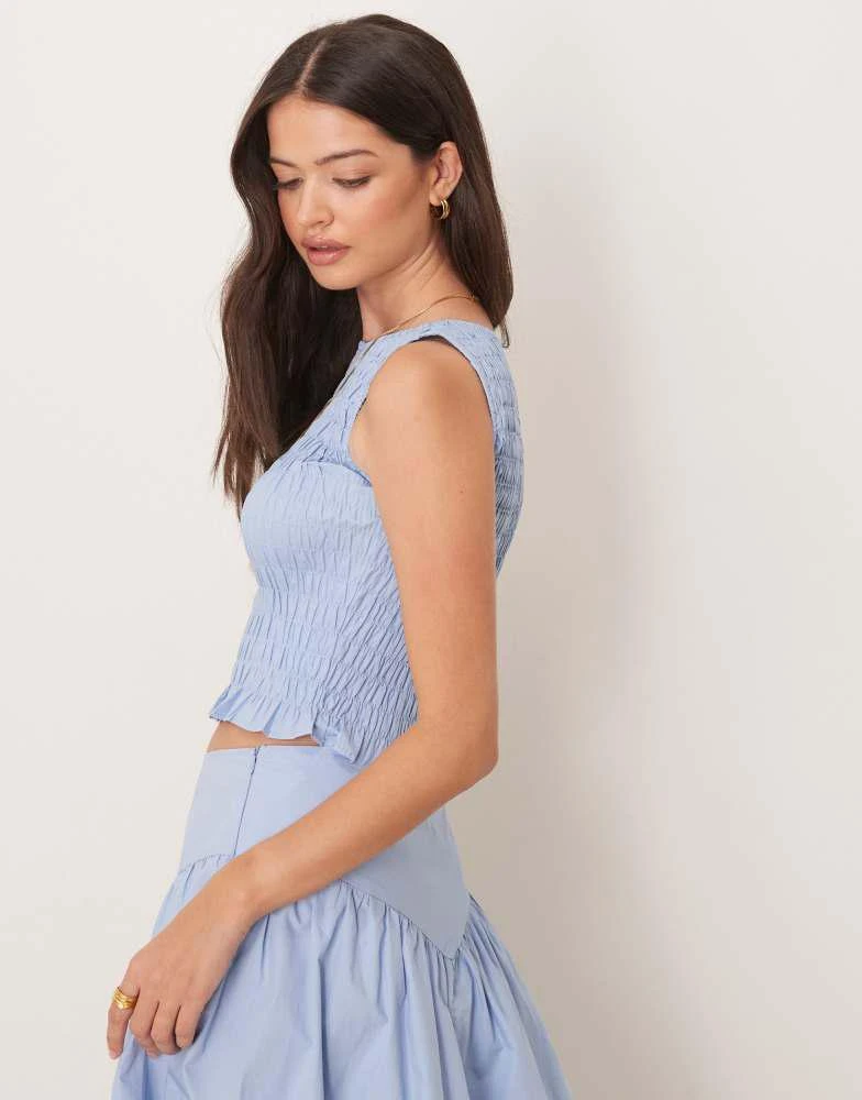 Glamorous Glamorous poplin high neck top in blue 4
