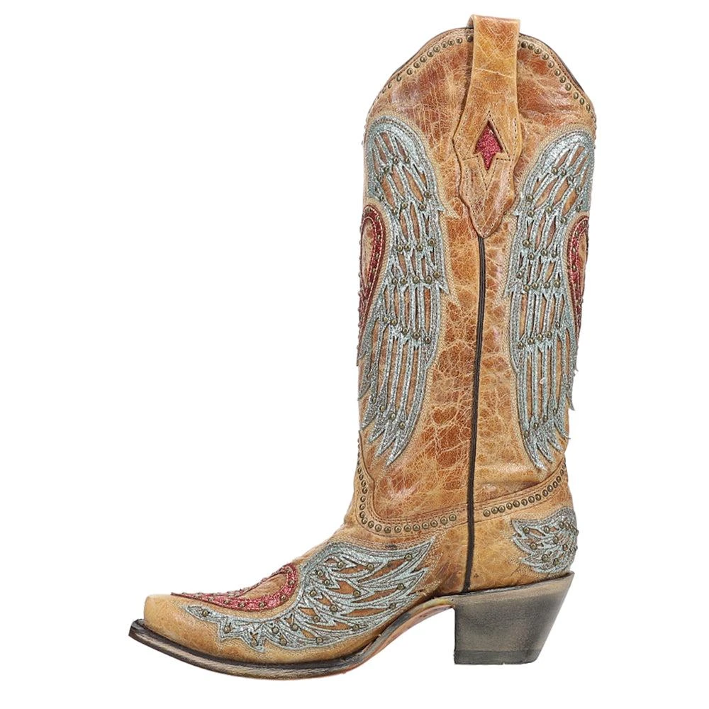 Corral Boots Heart and Wings Embroidery Studded Snip Toe Cowboy Boots 3