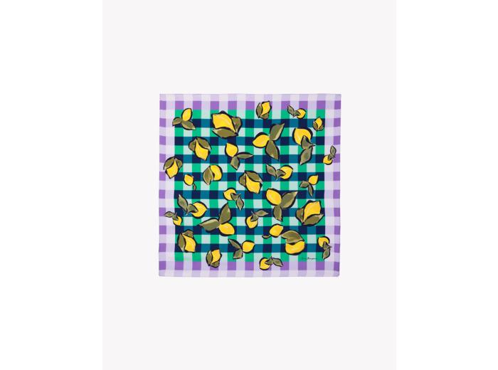 Eric Bompard Carré soie imprimé vichy citron 65cm x 65cm - Accessoire - PALM BEACH