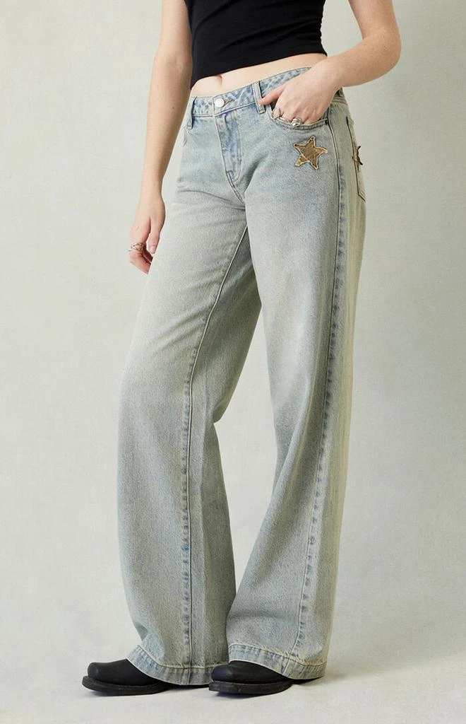 PacSun Casey Camo Star Low Rise Baggy Jeans Light Indigo 2