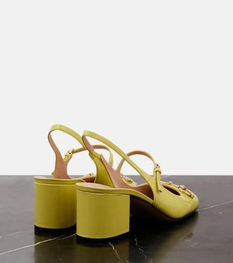 Gucci Horsebit 55 patent leather slingback pumps 2