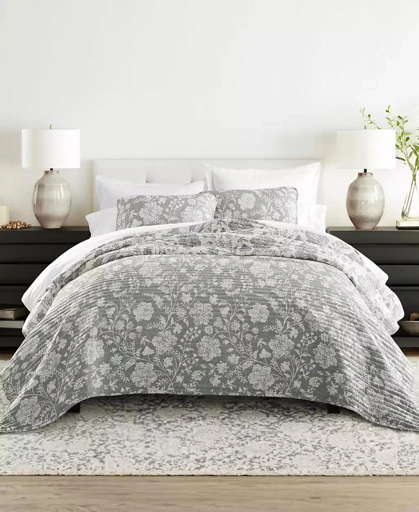 IENJOY HOME Textured Floral Reversible 2-Pc. Quilt Set 1
