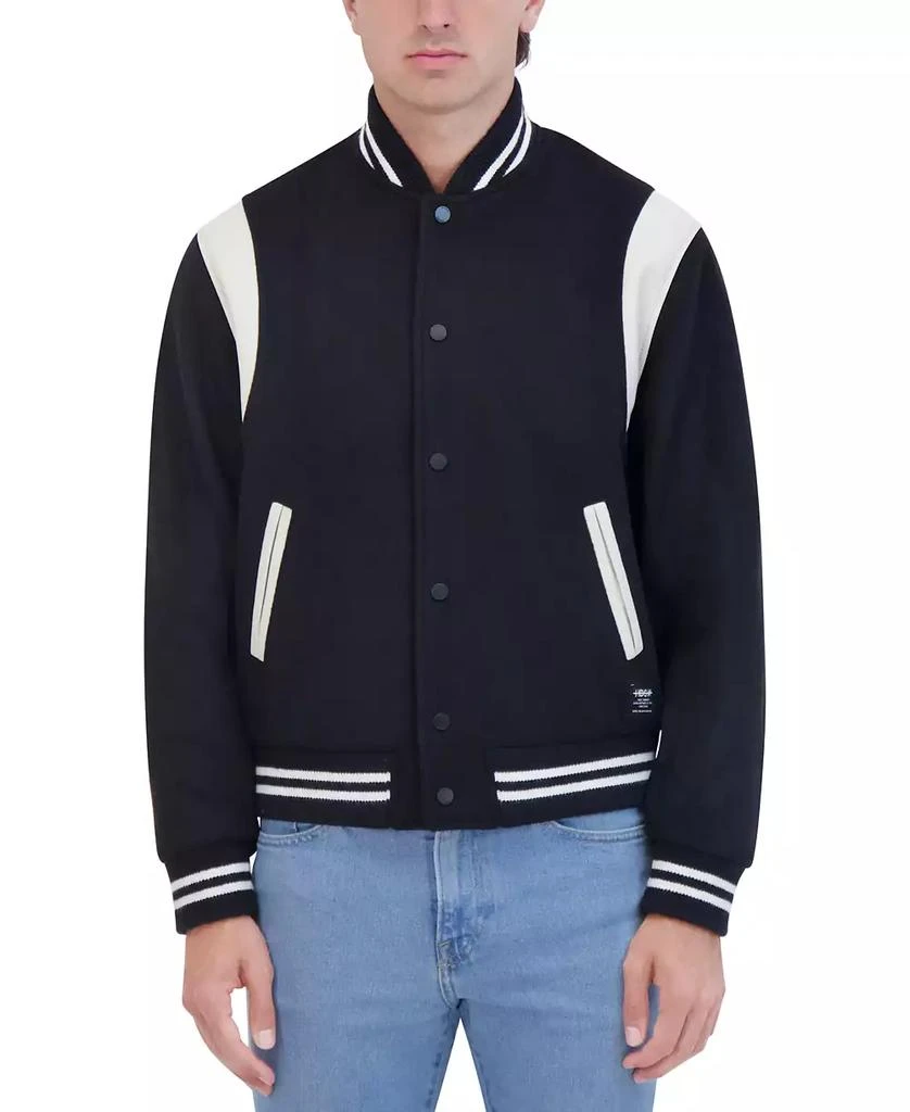 Hudson Men's Varsity Jacket with Faux Leather Trim 4