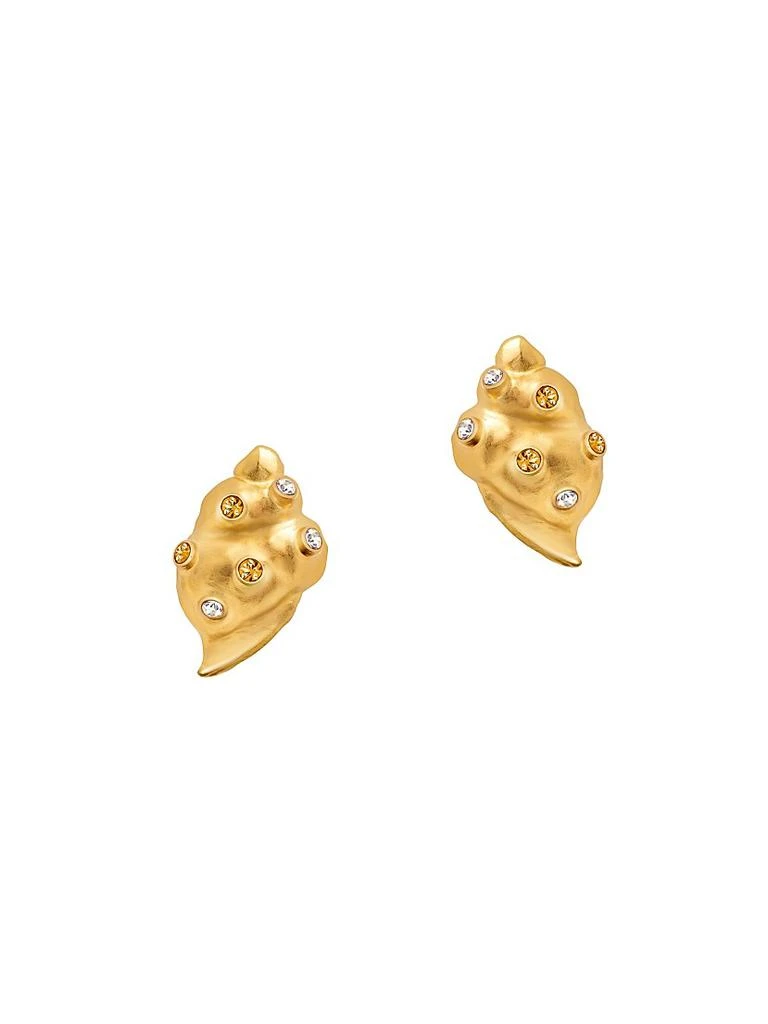 Oscar de la Renta Seashell 24K-Gold-Plated 
Glass Crystal Stud Earrings