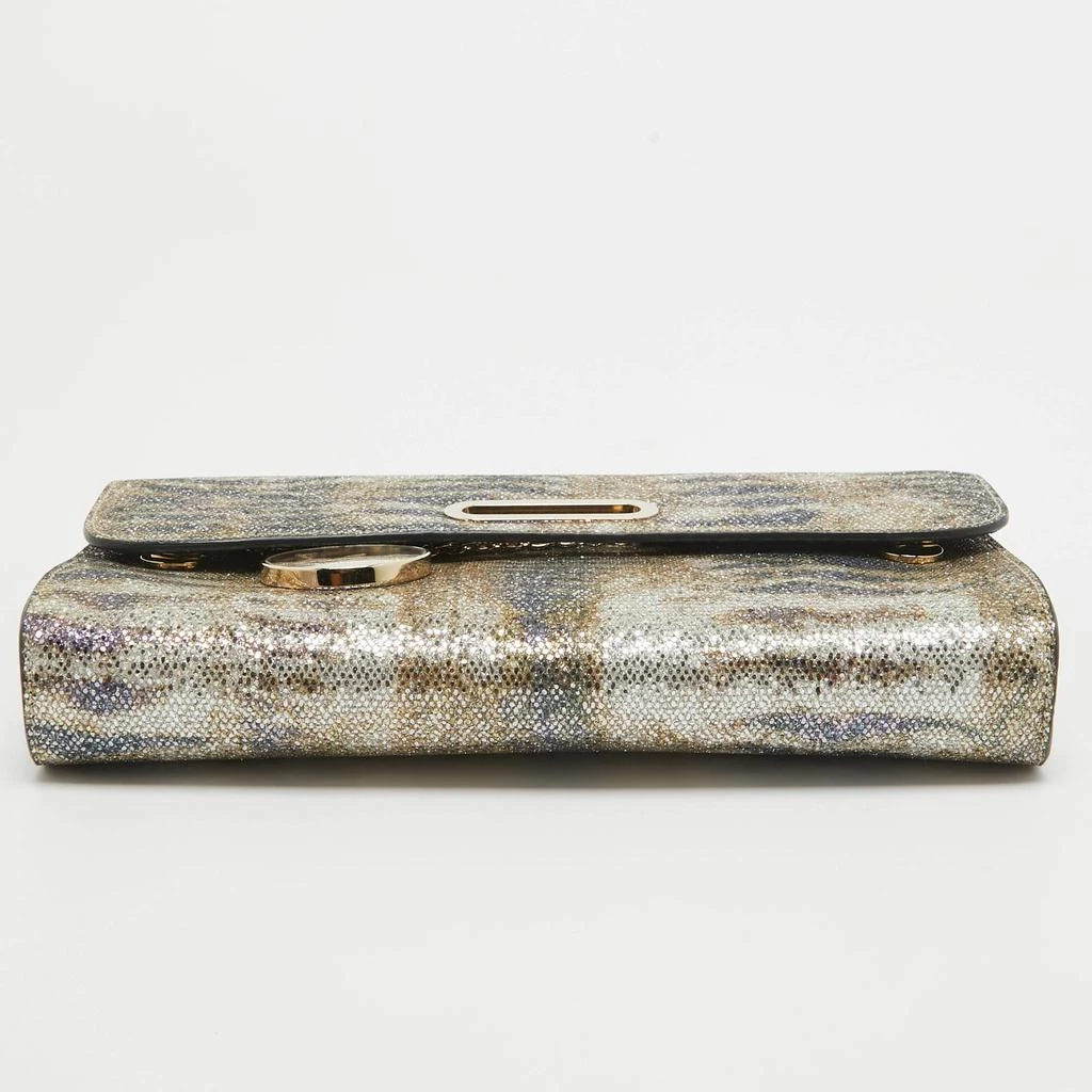 Christian Louboutin Christian Louboutin Gold/Blue Printed Glitter Riviera Clutch Bag 6
