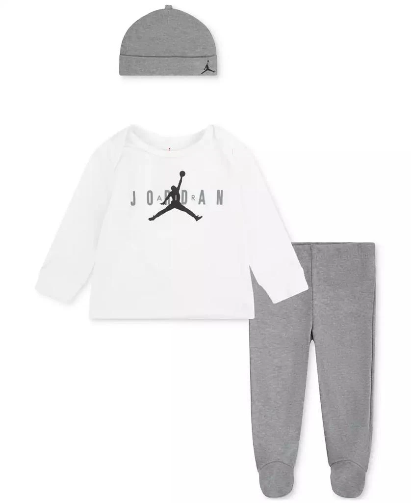 Jordan Baby Beanie Hat, Jumpman Graphic T-Shirt & Footed Pants, 3 Piece Set 1