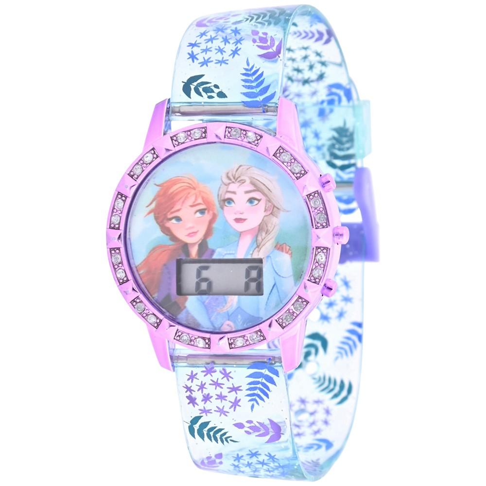 Accutime Girls' Digital Disney Frozen Light Blue Silicone Strap Watch 33mm Gift Set