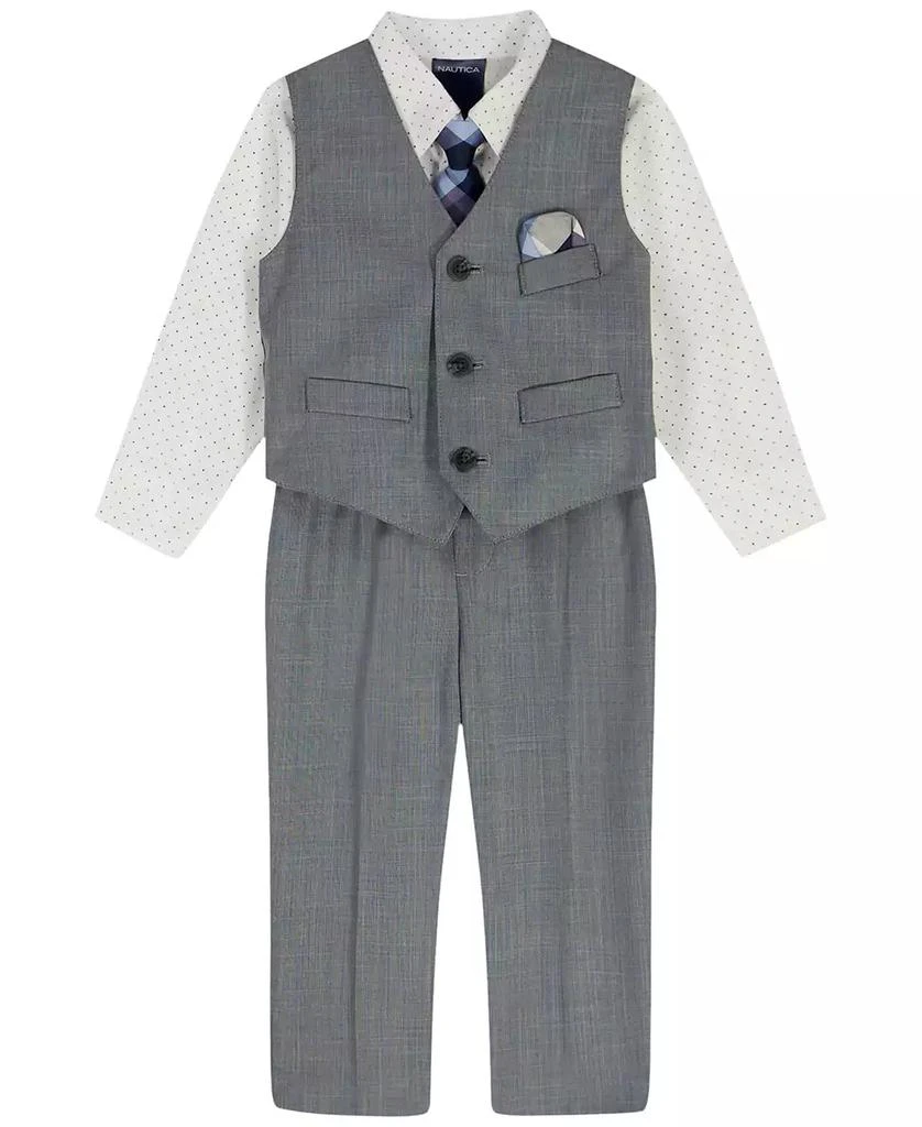 Nautica Baby Boys 4-Piece Blue Deco Sharkskin Shirt, Tie, Pant and Vest Set 2