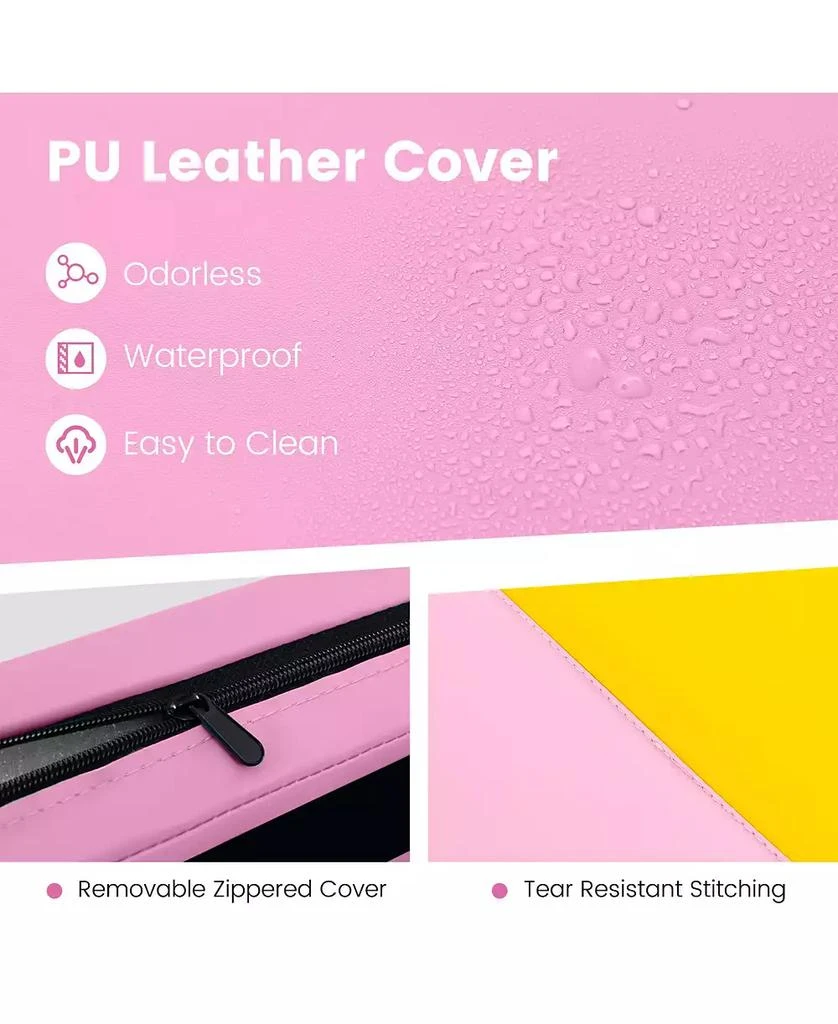 SUGIFT 4-Panel PU Leather Folding Exercise Mat with Carrying Handles-Green 7