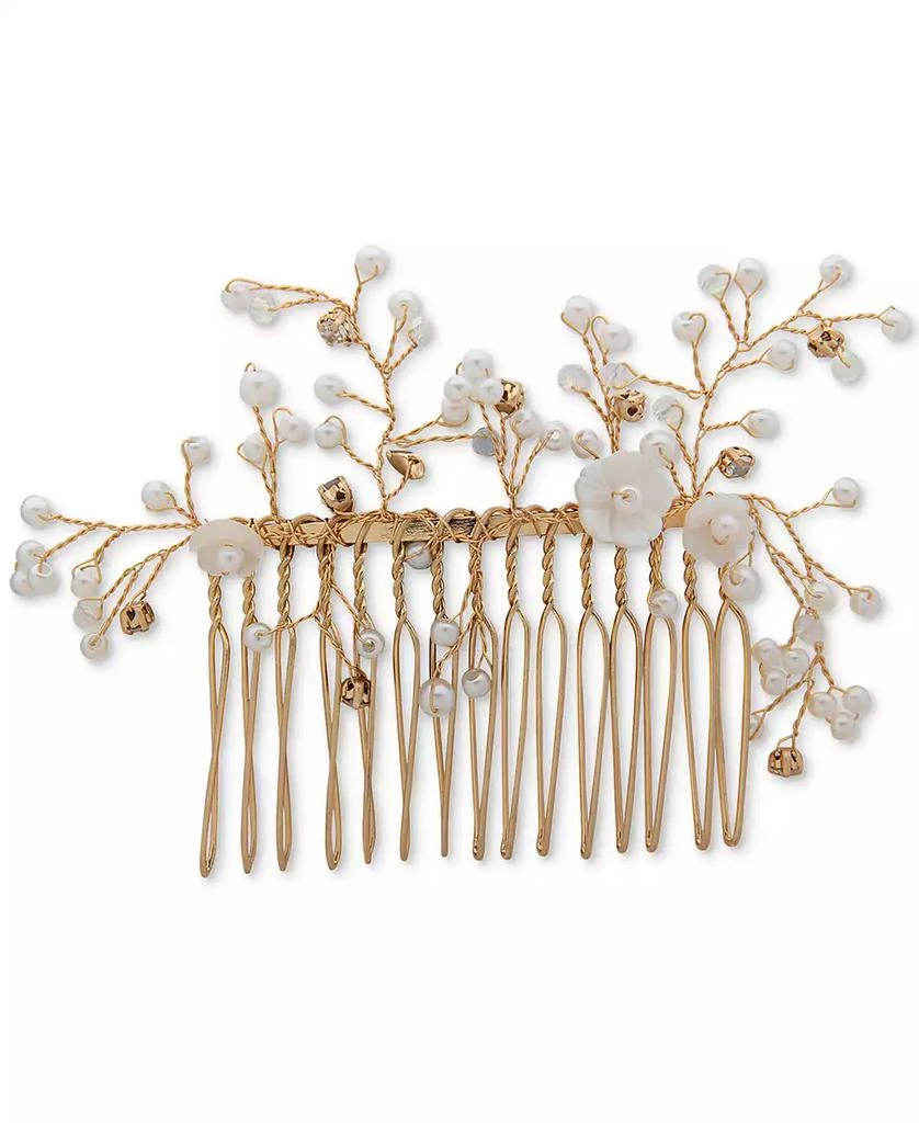 Lonna & Lilly Gold-Tone Pavé, Bead & Imitation Pearl Flower Hair Comb 1