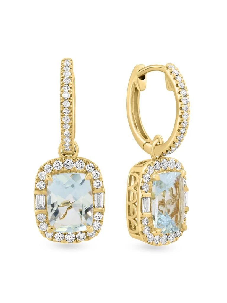 Effy 14K Yellow Gold, Aquamarine 
Diamond Drop Earrings