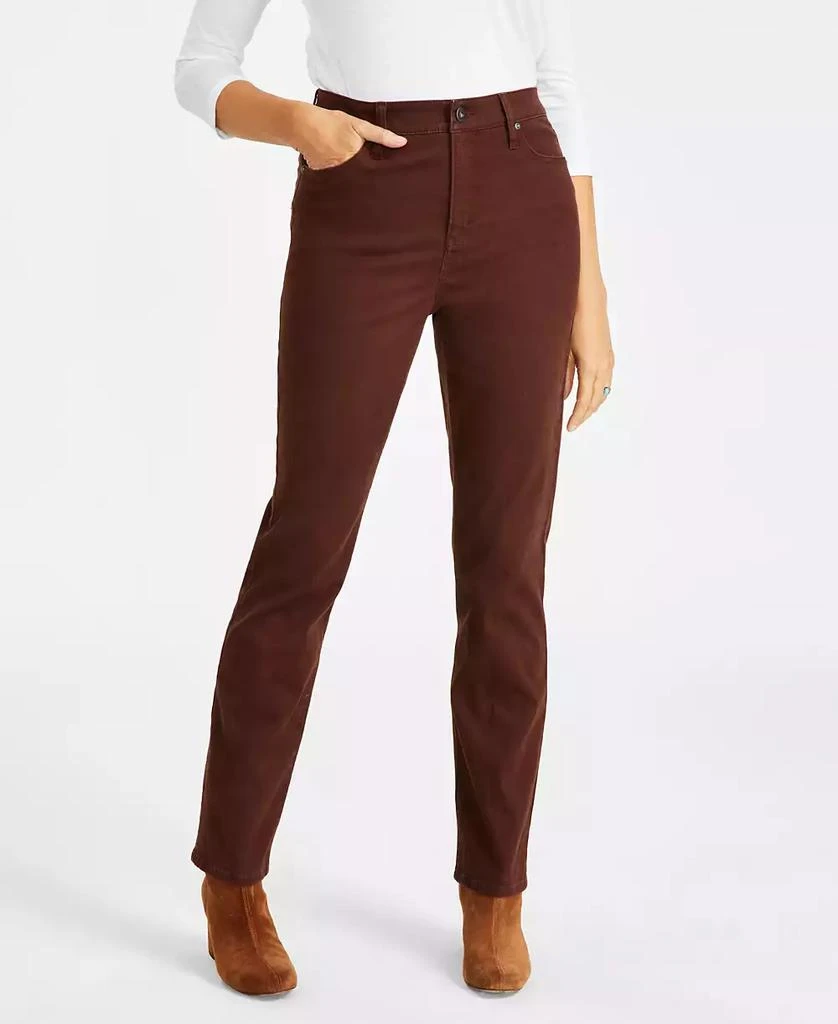 Women's Straight-Leg High Rise Twill Pants, Created for Macy's
