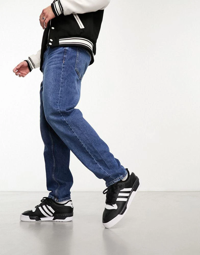 Bershka Bershka straight vintage jeans in dark blue 3