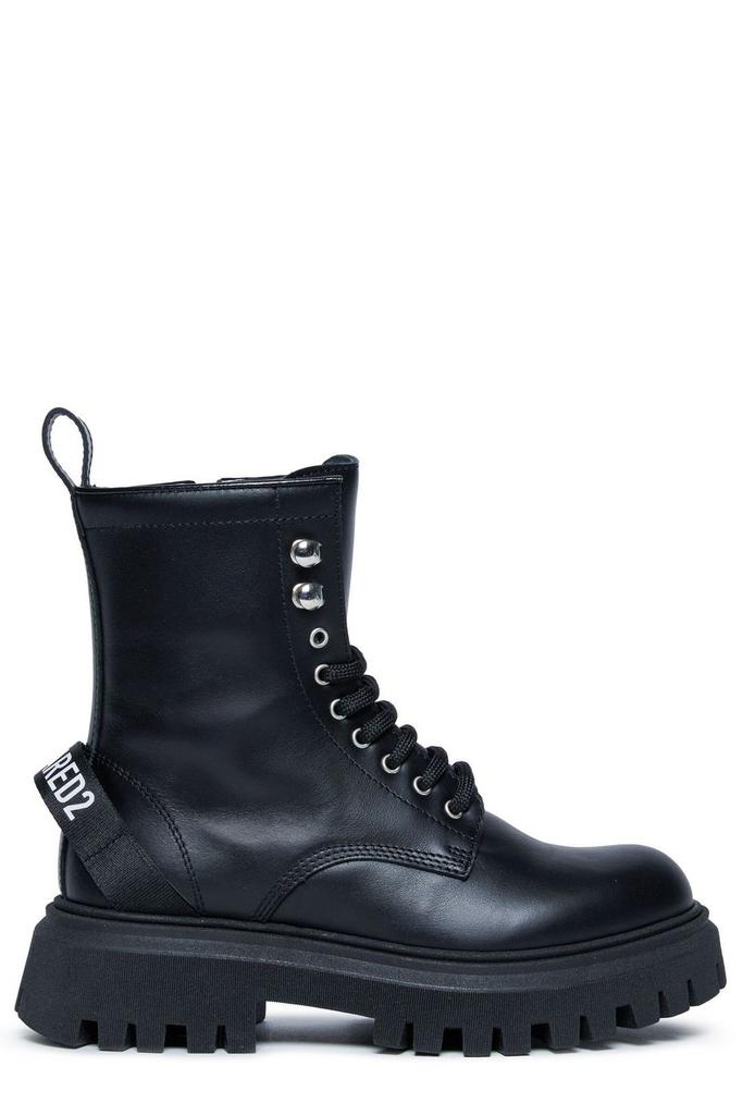 DSQUARED2 Dsquared2 Kids Round Toe Lace-Up Ankle Boots