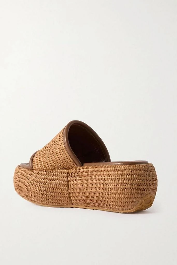 Gianvito Rossi Marbella leather-trimmed raffia platform slides 3