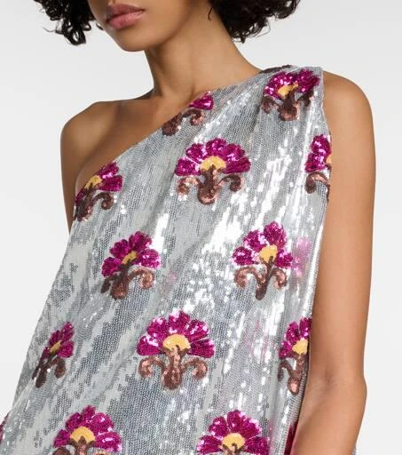 LA DOUBLE J Roy sequined one-shoulder midi dress 4