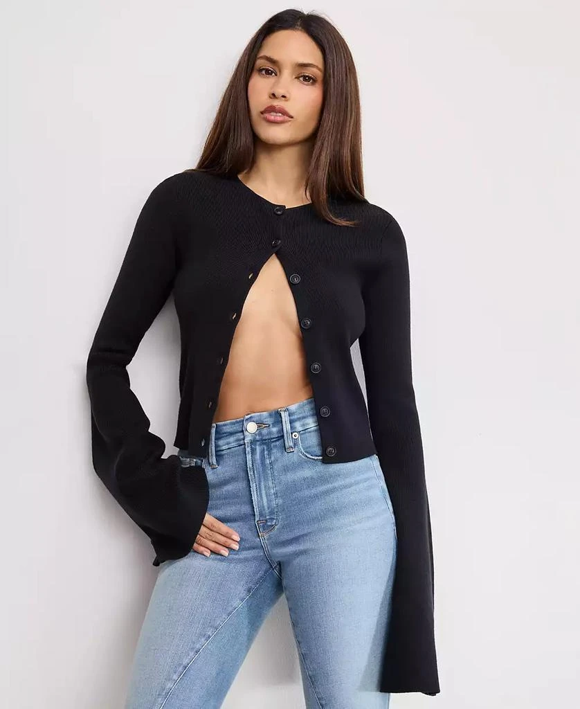 Good American Women's Bell Sleeve Knit Cardigan Sweater new arrivals