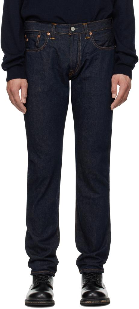 RRL Navy Slim Fit Once-Washed Selvedge Jeans