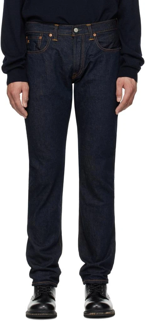 RRL Navy Slim Fit Once-Washed Selvedge Jeans 1