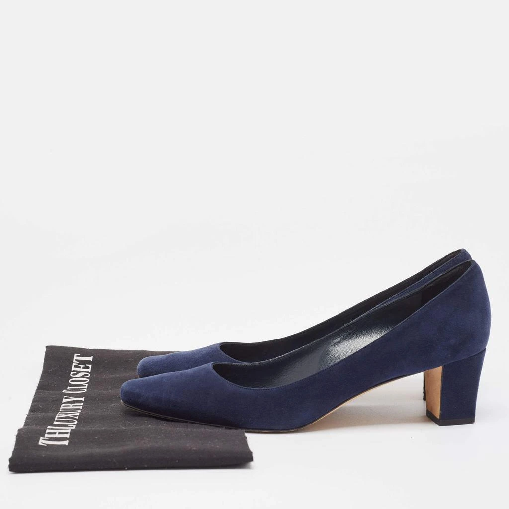 Manolo Blahnik Manolo Blahnik Navy Blue Suede Block Heel Pumps Size 38 9