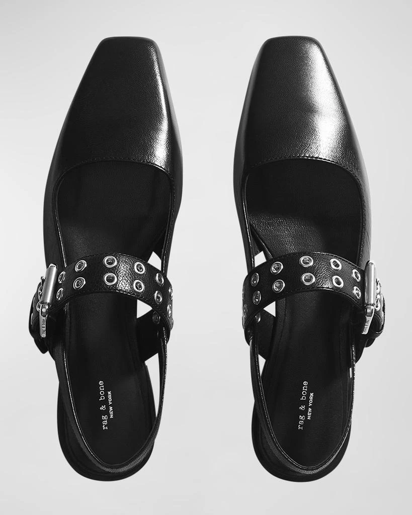 Rag & Bone Astra Leather Buckle Slingback Ballerina Flats 5