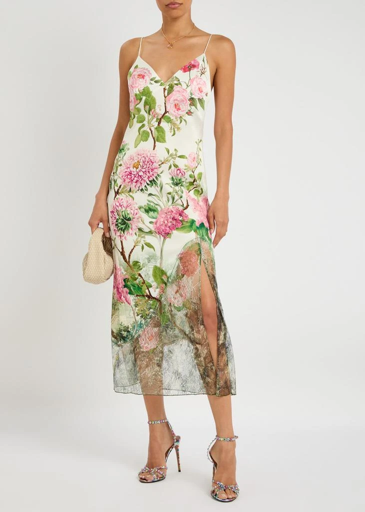 knee length dresses for ladies Alice + Olivia Babette Crewneck Sleeveless Midi Dress in Pink Bloom