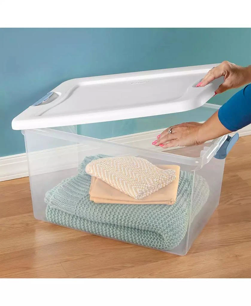 Sterilite 64 Qt Clear Plastic Stackable Storage Bin w/ White Latch Lid ...