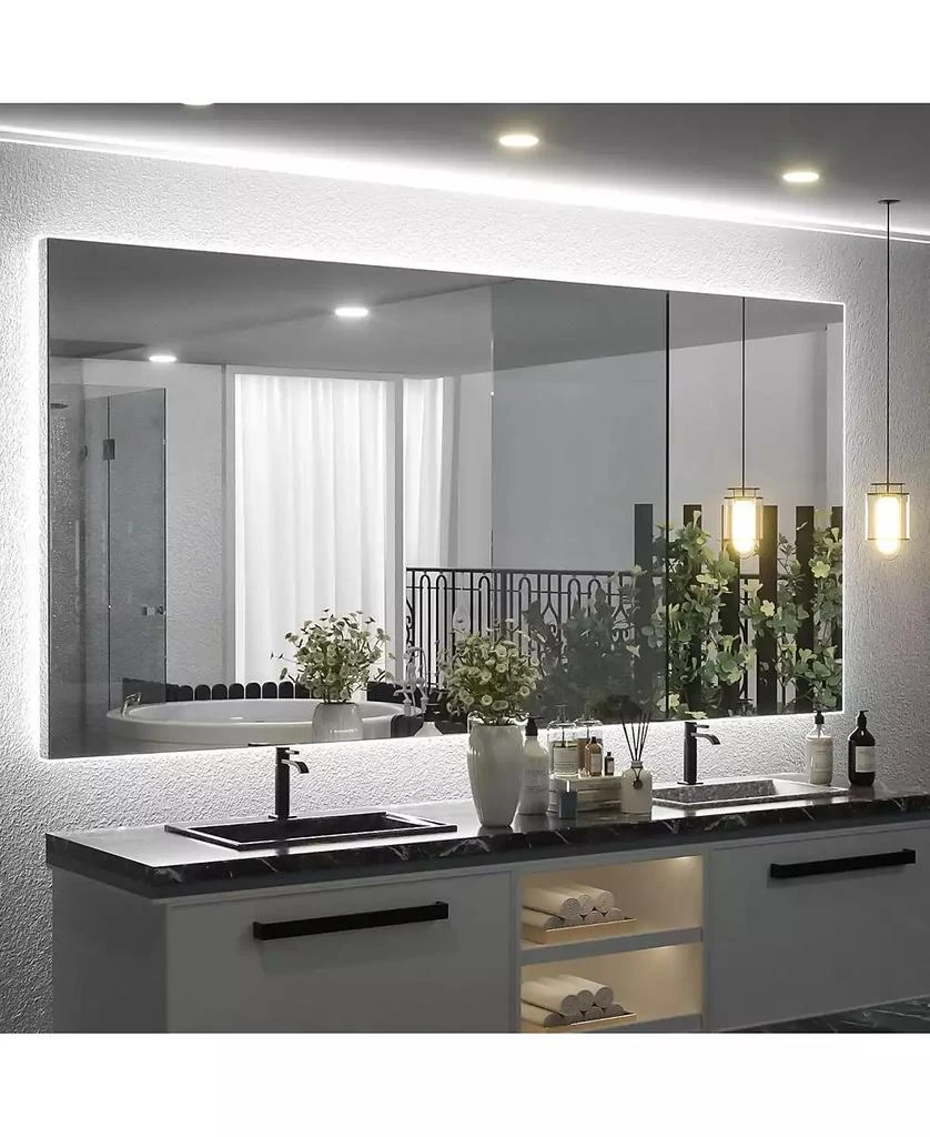 keonjinn LED Backlit Frameless Lighted Bathroom Wall Mirror Vanity Mirror Brightness Adjust