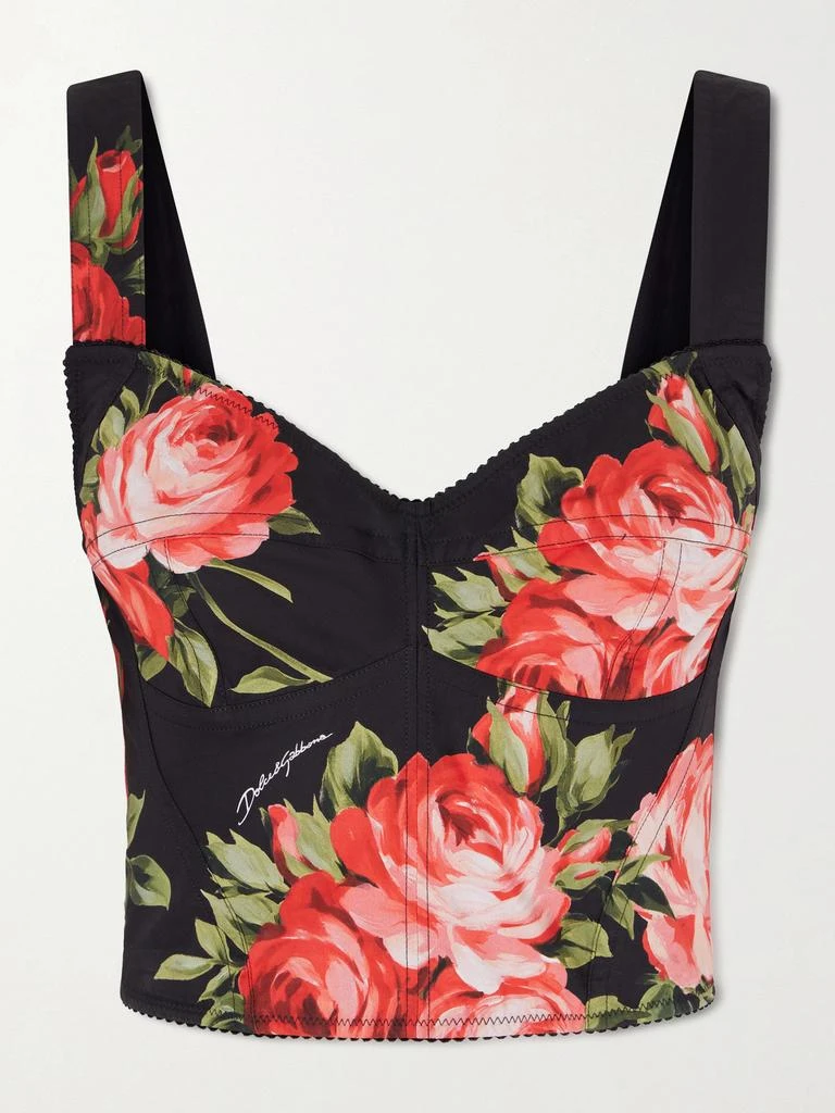 Dolce 
Gabbana Floral-print Cotton-blend Poplin Bustier Top  - IT36