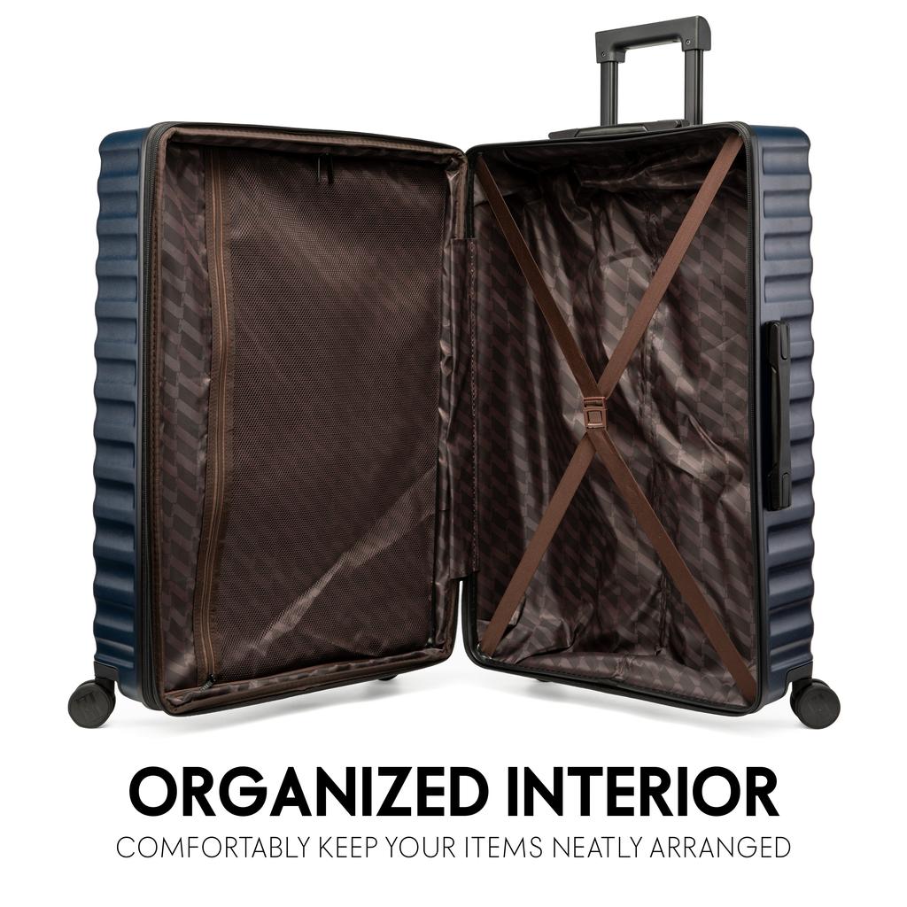 ELLE Excursion 3 Piece Expandable Chic Spinner Luggage Set | Navy