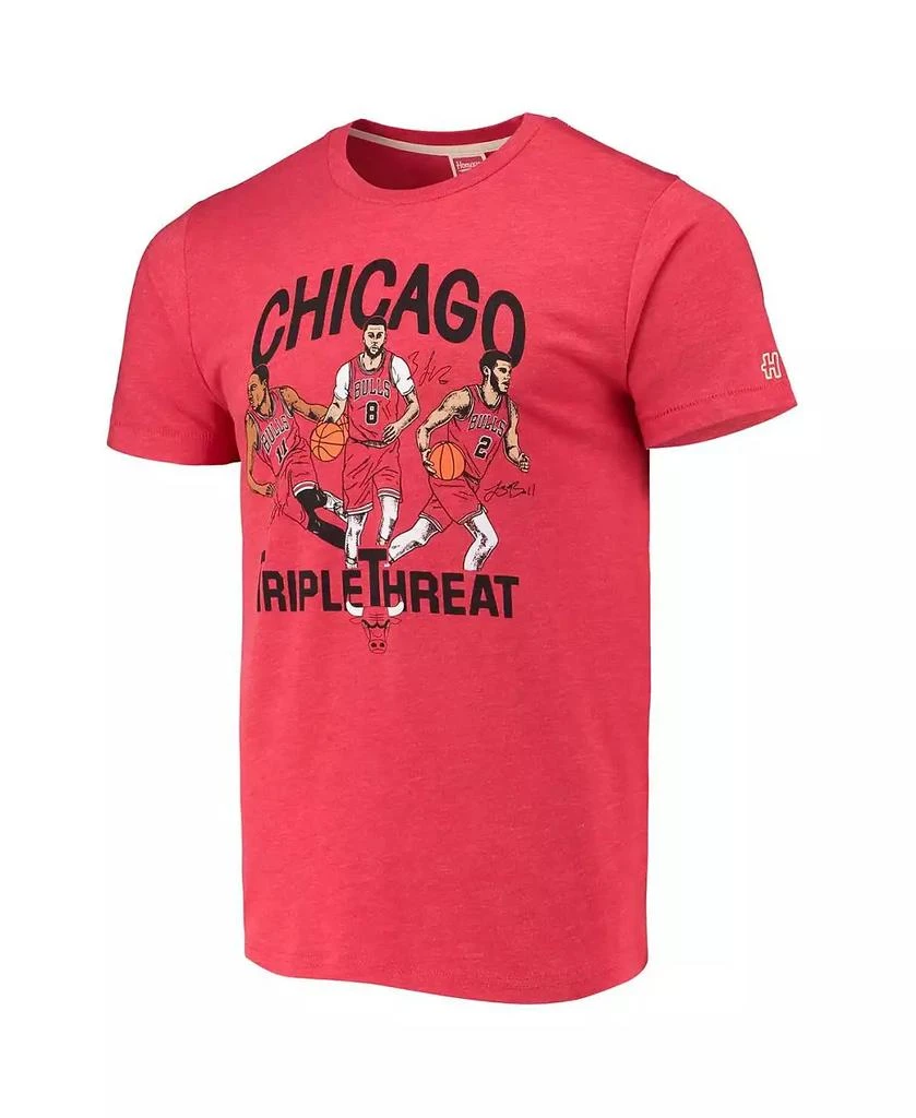 Homage Men's DeMar DeRozan, Zach LaVine, Lonzo Ball Heathered Red Chicago Bulls Triple Threat Player Tri-Blend T-shirt 3