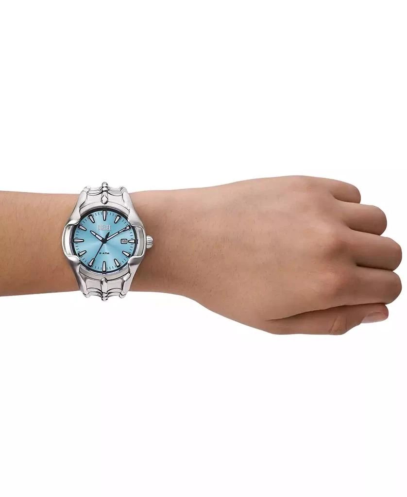 Diesel Men's Vert Three Hand Date Silver-Tone Stainless Steel Watch 44mm 5