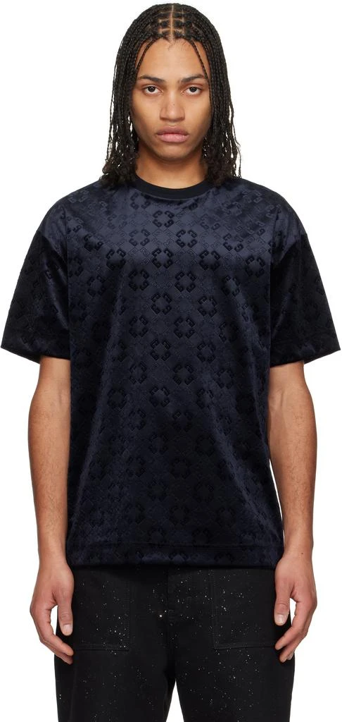 Givenchy Navy Monogram 72 Velvet T-shirt 1
