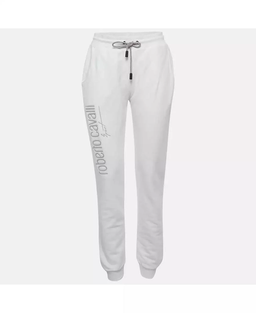 Pre-Owned Roberto Cavalli Women's Sport White Logo Print Cotton Joggers 1