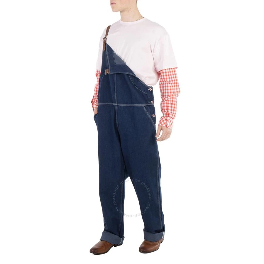 Burberry Dark Canvas Blue Leather-Trim Denim Dungarees 2