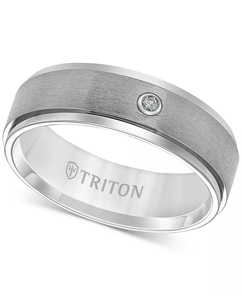 Shop Men's Titanium Ring, 7mm Diamond Accent Wedding Band on Sale