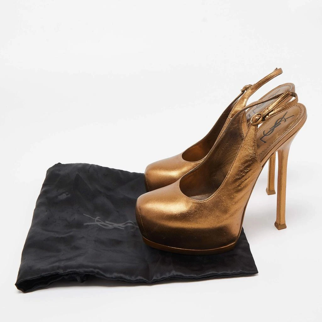 Yves Saint Laurent Saint Laurent Metallic Leather Tribtoo Slingback Pumps Size 38.5 9
