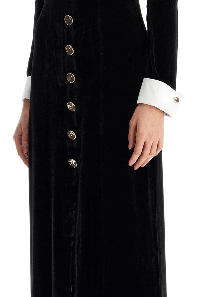 Saloni velvet dress with buttons 4