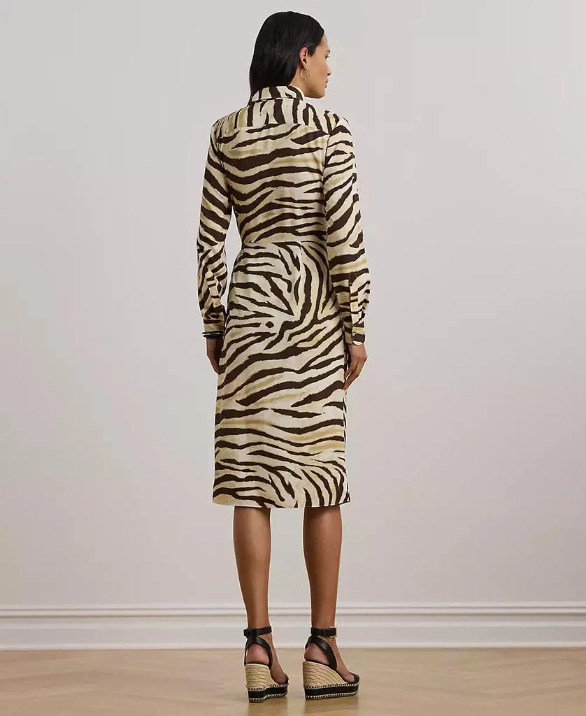 Ralph Lauren Petite Zebra-Print Tie-Front Crepe Shirtdress 4