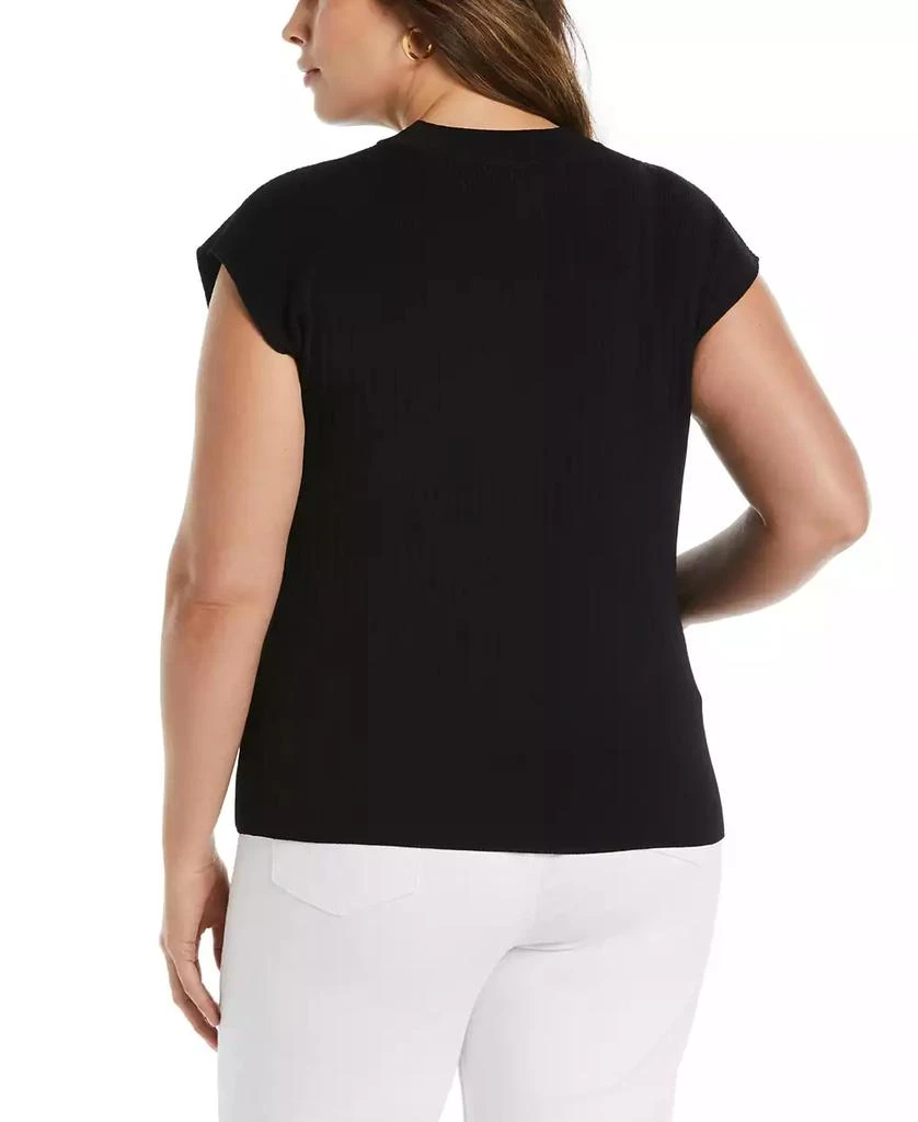 ELLA Rafaella Plus Size Mixed Rib Mock Neck Sleeveless Sweater 2