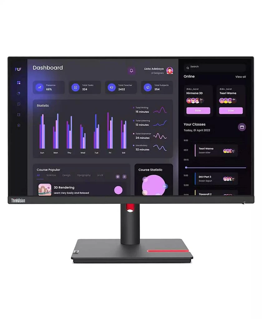 Lenovo ThinkVision T24i-30 23.8" 16:9 Full HD IPS WLED LCD Monitor, Raven Black 5