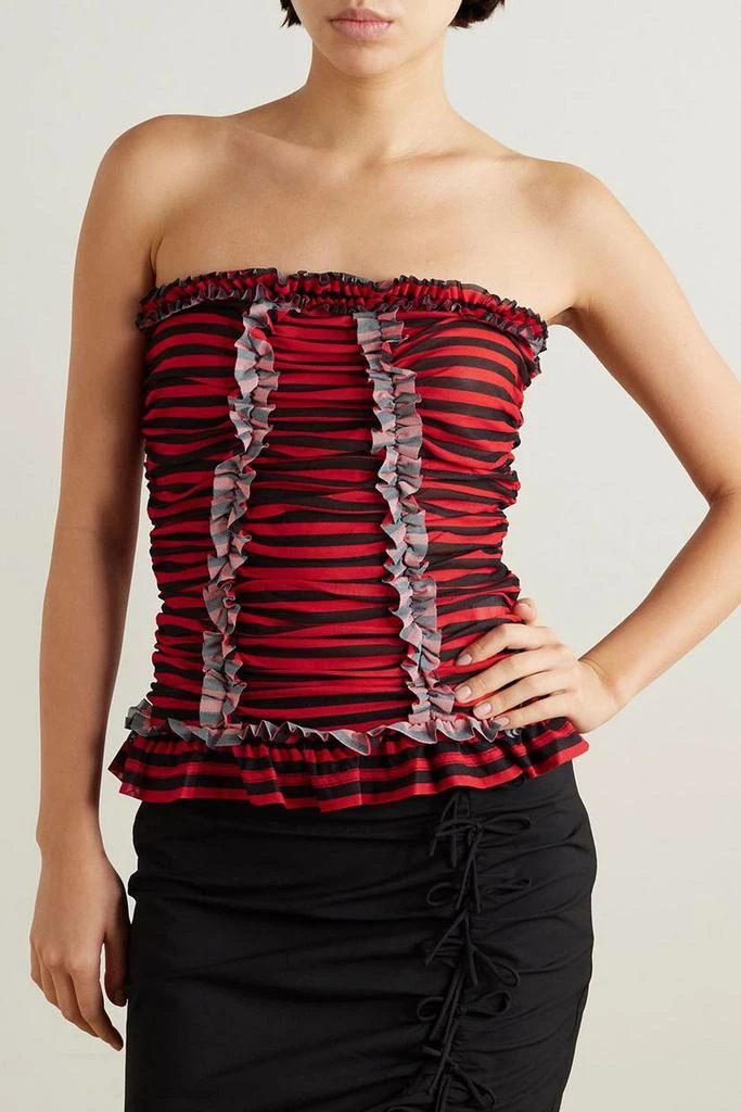 Molly Goddard Tracey strapless ruffled striped tulle top 3