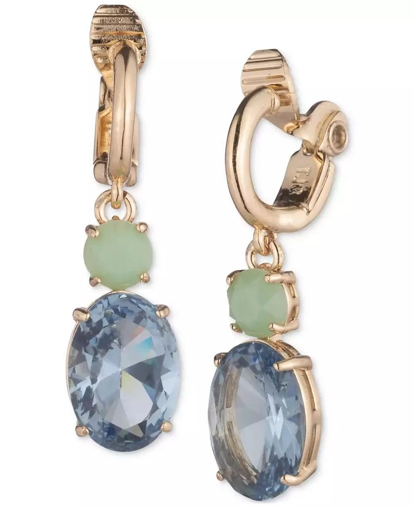 Ralph Lauren Gold-Tone Oval Stone Double Drop Clip On Earrings 1
