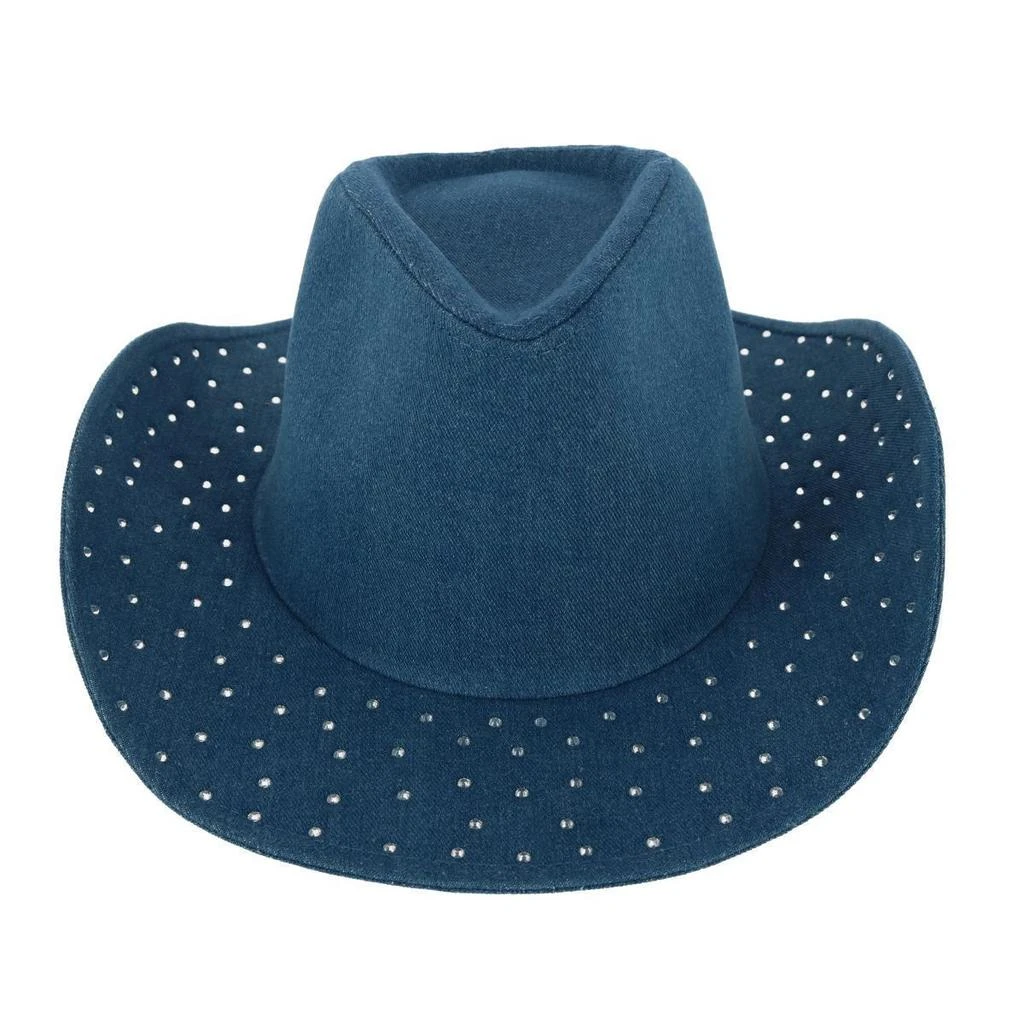 David & Young Women's Glitter Embellished Denim Cowboy Hat 2