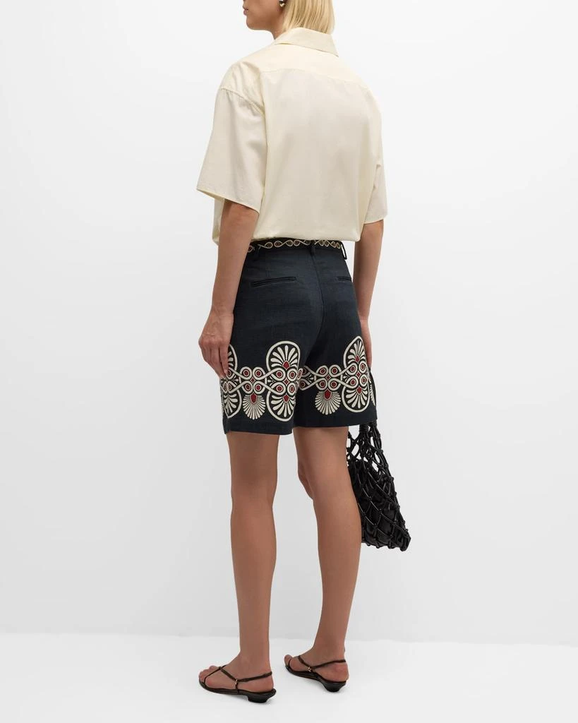 LA DOUBLE J Abstract Pleated Cotton Boyfriend Shorts 4