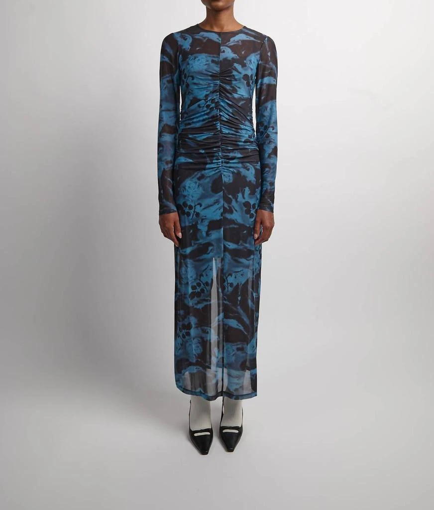 Shop Ganni - Printed Mesh O-neck Ruched Long Dress on Sale at BeyondStyle   Get 58% Off Ganni - Printed Mesh O-neck Ruched Long Dress with Limited-Time  Flash Deals, Exclusive Discounts, and