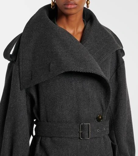 Acne Studios Herringbone belted wool-blend coat 4