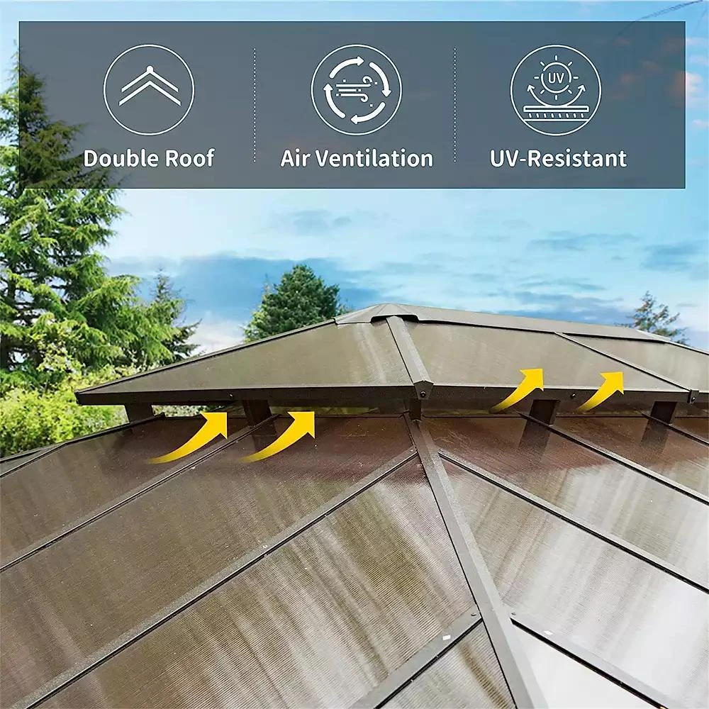 Streamdale Furniture 12x16ft Hardtop Gazebo with Polycarbonate Roof 5