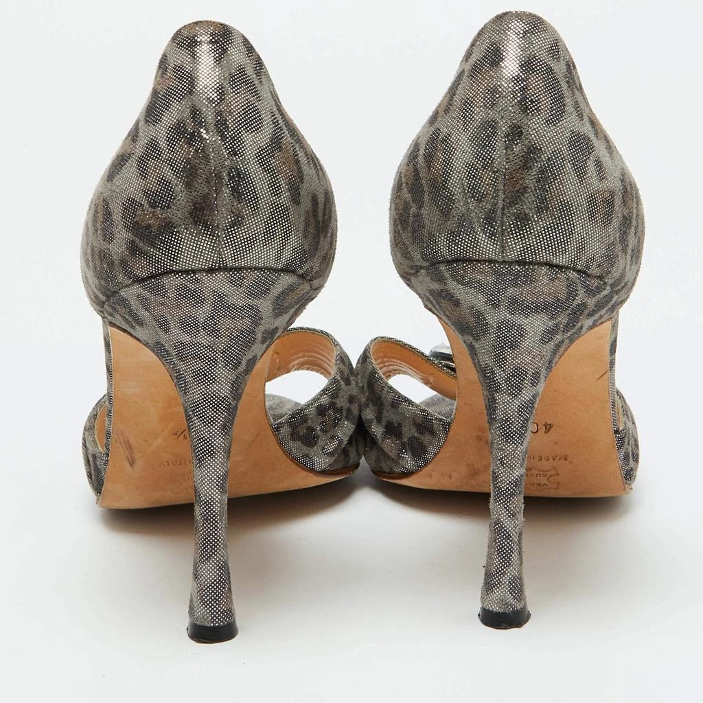 Manolo Blahnik Manolo Blahnik Grey Leopard Print Suede Sedaraby D'Orsay Pumps Size 40.5 5