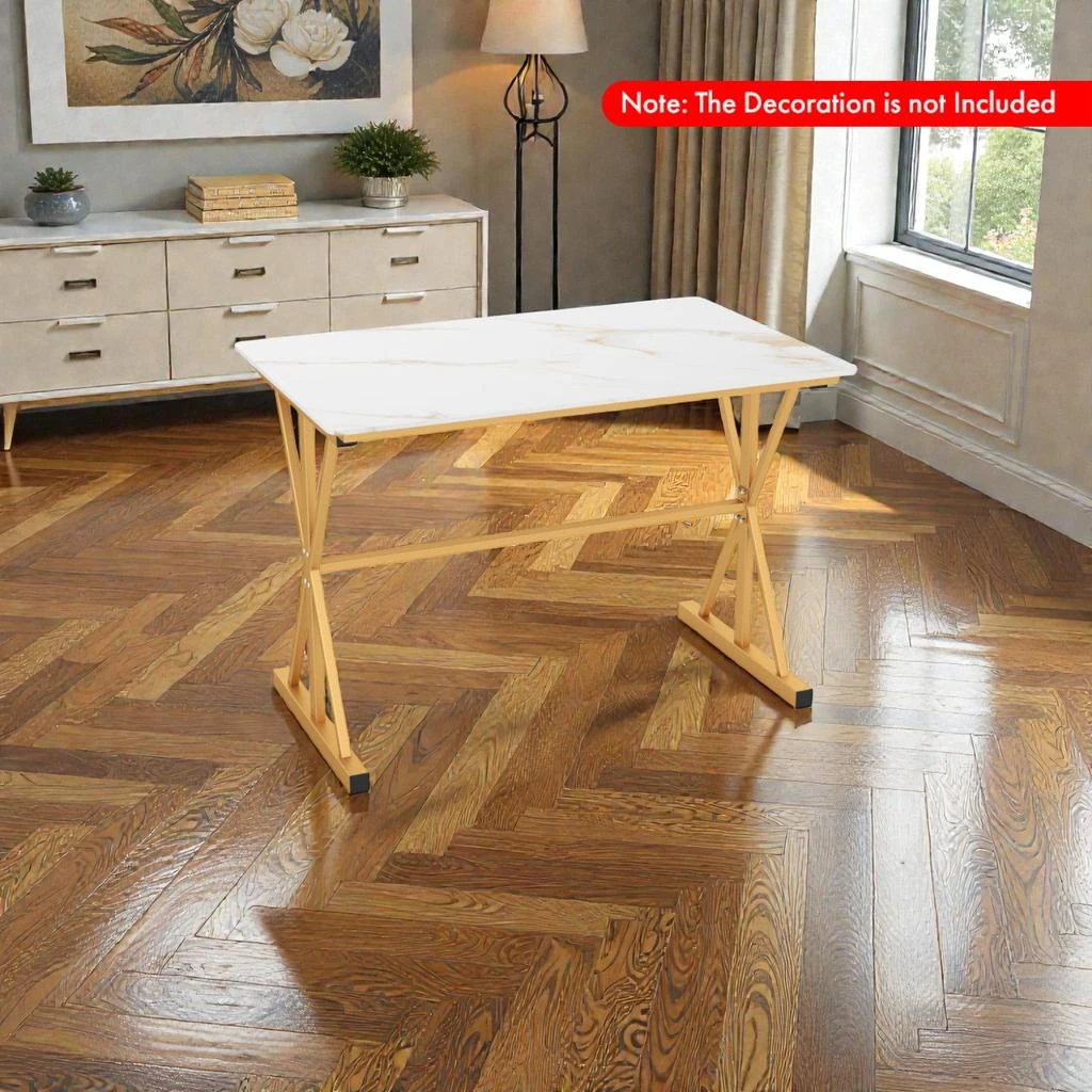 Hivvago 44” Table with Faux Marble Sintered Stone Top and Sturdy Metal Structure 2